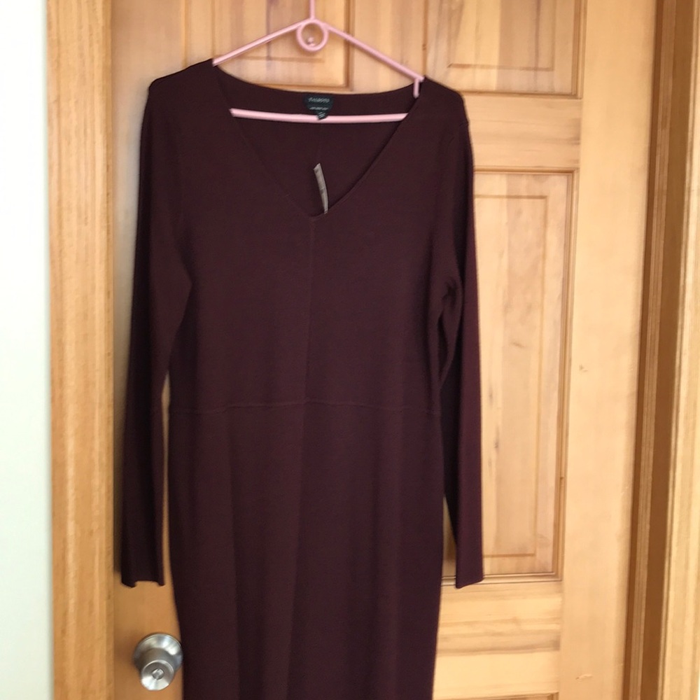 Merino Wool Maroon Sweater Dress